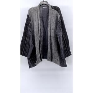 YASUKO KURISAKA Women's Vinatge Black-Gray Woven Open-Front Cardigan SZ OS